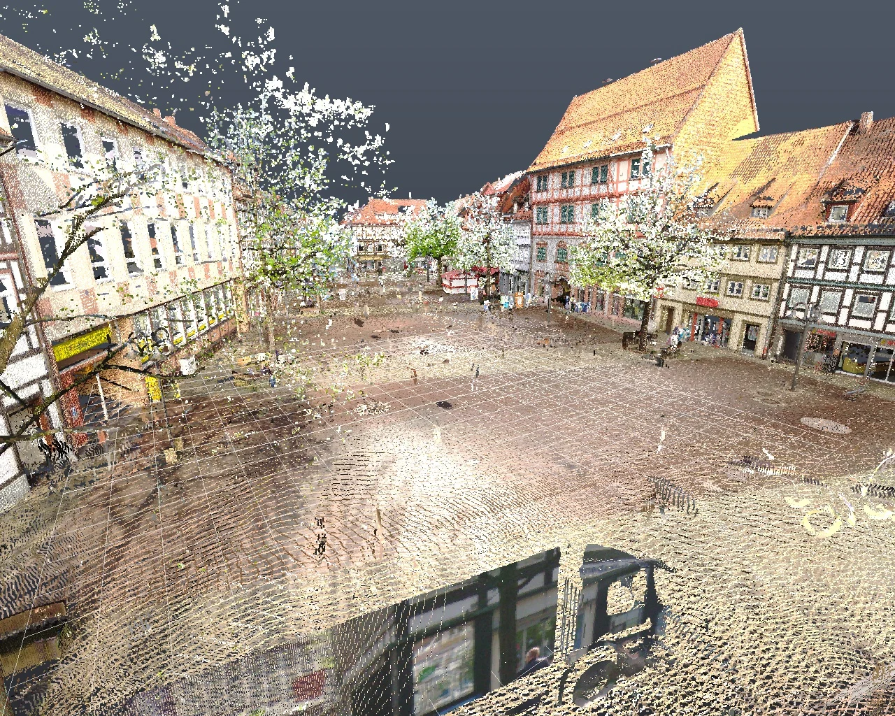 Farbige Punktwolke des Kornmarktes in Osterode